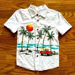 Sonoma Boys Size 6 Button Down Cotton Short Sleeve Collared Shirt Tropical EUC!